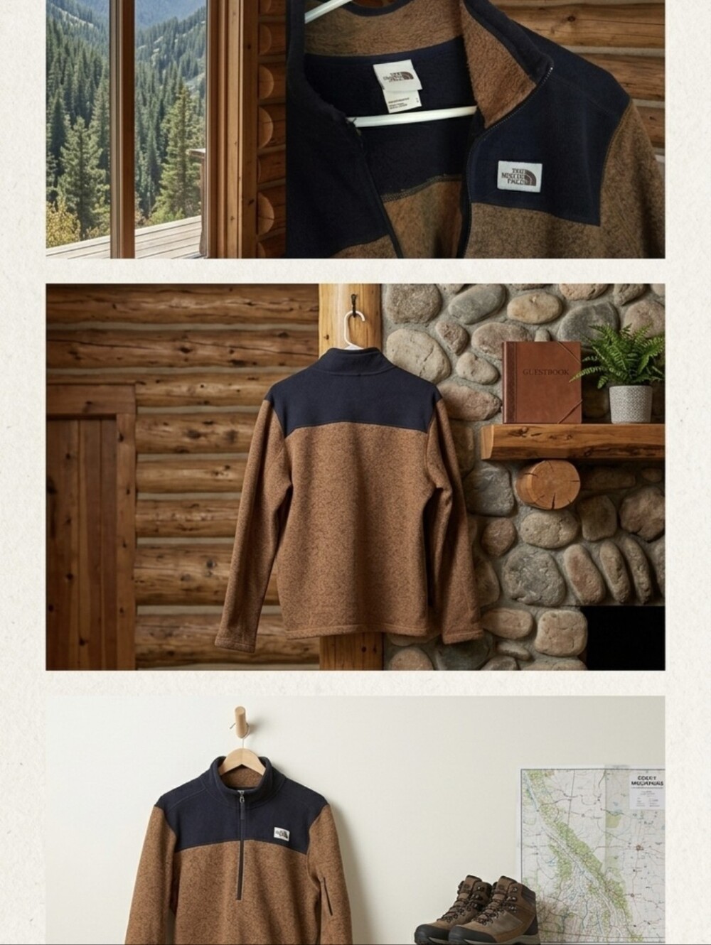 The North Face Brown and Black Quarter-Zip Fleece Pullover